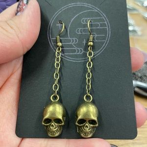 Bronze hanging Skull Earrings
